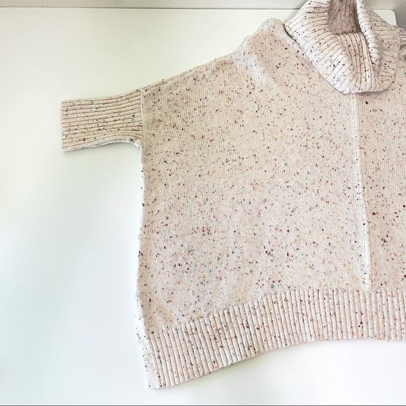 NWT LOFT Speckled Knit Turtleneck Poncho Sweater Cream Rainbow Confetti Small - Picture 11 of 15
